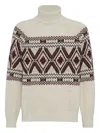 Brunello Cucinelli Geometric Jacquard Turtle Neck Pullover