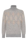 Brunello Cucinelli Geometric Jacquard Turtleneck Sweater In Grey
