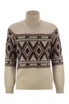 Brunello Cucinelli Geometric Jacquard Turtle Neck Pullover