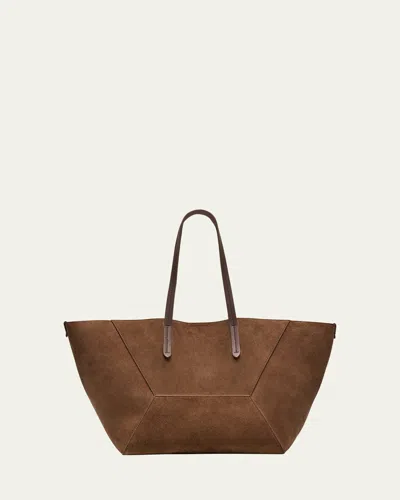 Brunello Cucinelli Geometric Monili Suede Tote Bag In Taiga