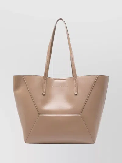 Brunello Cucinelli Geometric Panel Shoulder Bag With Top Handles In Neutral