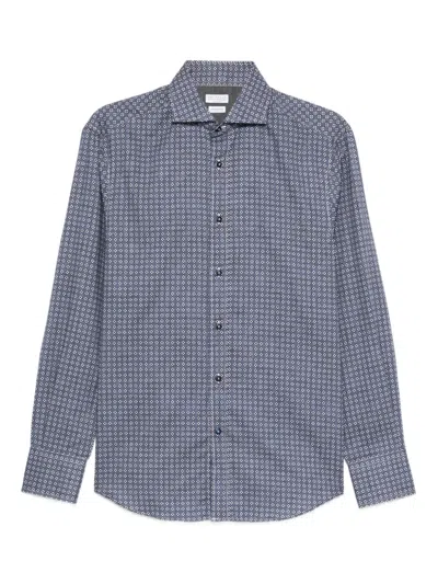 Brunello Cucinelli Geometric-pattern Shirt In Blue