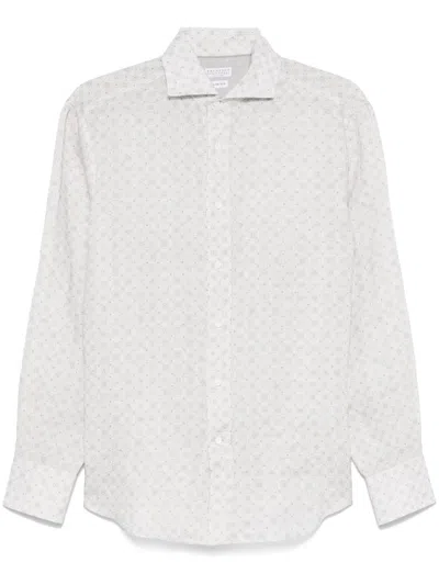 Brunello Cucinelli Geometric-pattern Shirt In White