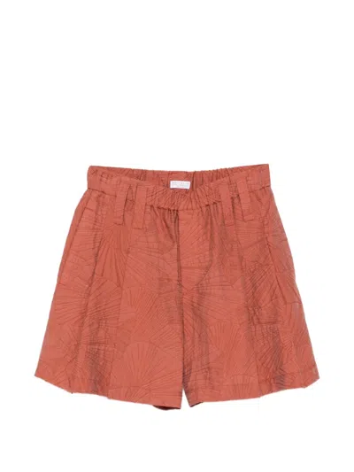 Brunello Cucinelli Geometric Pattern Shorts In Orange