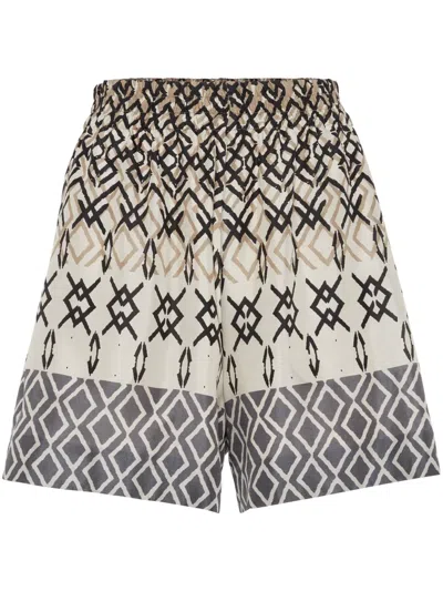 BRUNELLO CUCINELLI GEOMETRIC-PATTERN SILK SHORTS