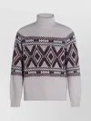 Brunello Cucinelli Geometric Jacquard Turtle Neck Pullover In Gray