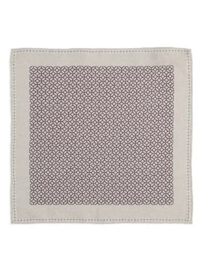 Brunello Cucinelli Geometric-print Poquet Square In Pink