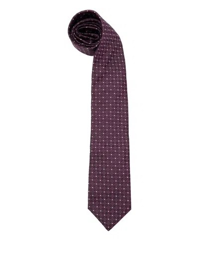 Brunello Cucinelli Geometric-print Silk Tie In Purple
