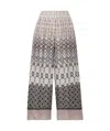 Brunello Cucinelli Geometric-print Silk Trousers In Gray