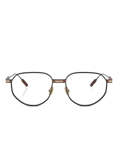 Brunello Cucinelli Geometric Titanium Frames In Brown