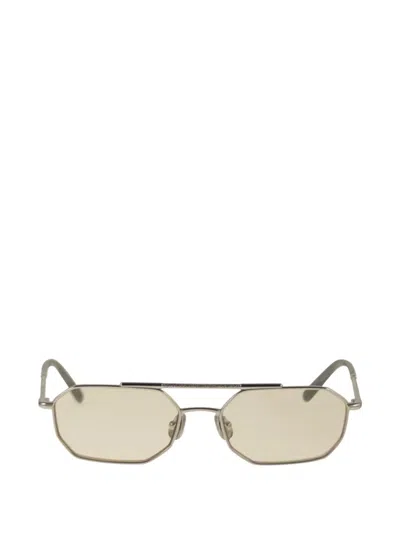 Brunello Cucinelli Geometric Titanium Sunglasses In Pale Yellow