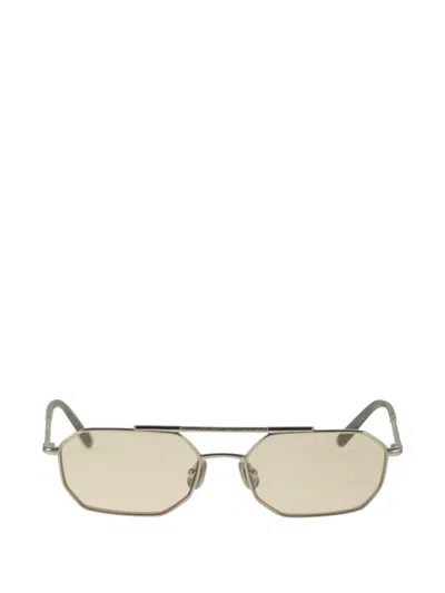 Brunello Cucinelli Geometric Titanium Sunglasses In Silver