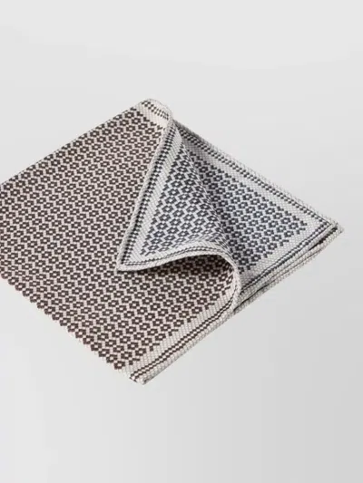 Brunello Cucinelli Geometric Two Tone Pocket Square Scarf In Neutral