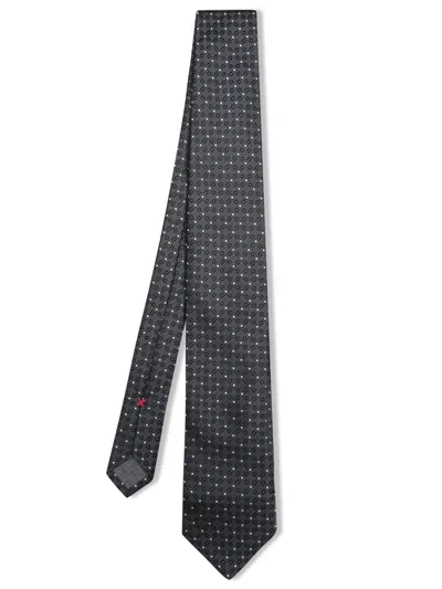 BRUNELLO CUCINELLI GEOMETRIC WHITE/BLUE TIE