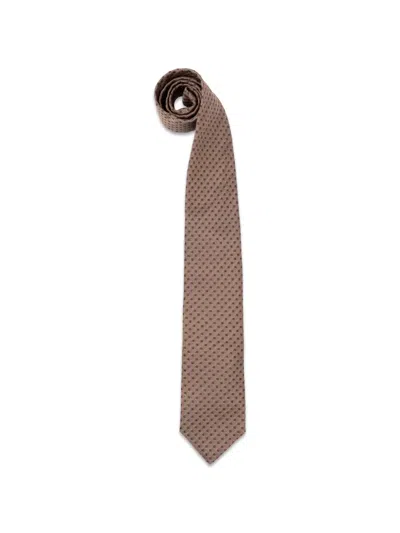 Brunello Cucinelli Geometric-pattern Silk Tie In Brown
