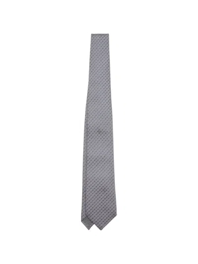 Brunello Cucinelli Geometric-pattern Silk Tie In Gray