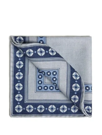 Brunello Cucinelli Geometric-print Handkerchief In Blue