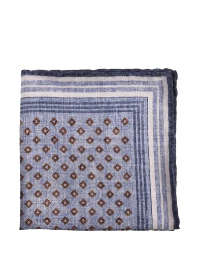 Brunello Cucinelli Geometric-print Handkerchief In Blue