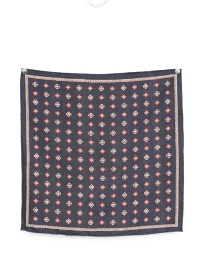 Brunello Cucinelli Pocket Square Scarf Patterned Lightweight Design In Blue