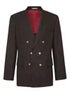 Brunello Cucinelli Prince Of Wales One-and-a-half Breasted Blazer With Metal Buttons Clothing In Brown