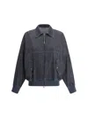 Brunello Cucinelli Denim-effect Twill Bomber Jacket With Shiny Zip