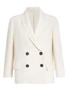 Brunello Cucinelli Women White Blazer With Classic Lapels And Front Patch Pockets In Twill Woman