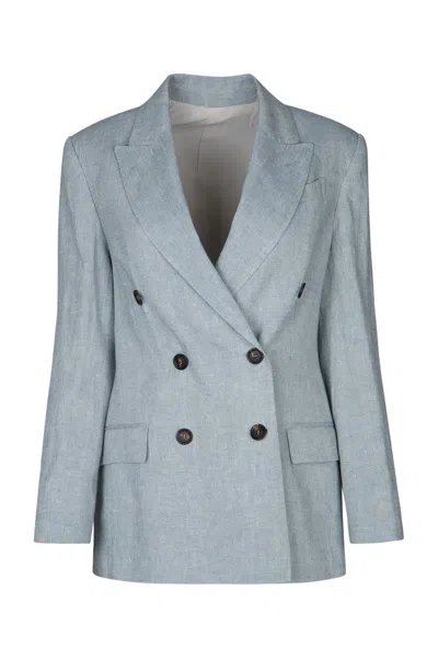 Brunello Cucinelli Giacca M/l Giacca Doppiopetto In Multicolor