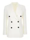 Brunello Cucinelli White Double-breasted Blazer With Buttons In Cotton Woman In White