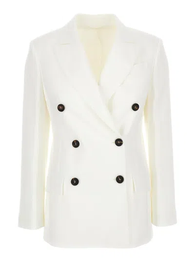 Brunello Cucinelli Cotton Double-breasted Blazer In Off White