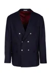 Brunello Cucinelli Double-breasted Blazer With Notched Lapels In Navy