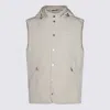 Brunello Cucinelli Sleeveless Jacket With Removable Hood In Off White+semi Di Lino