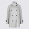 Brunello Cucinelli Buttoned Collar Long Sleeve Coat With Pockets In Gray