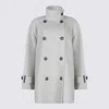 Brunello Cucinelli Buttoned Collar Long Sleeve Coat With Pockets In Gray