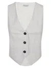 Brunello Cucinelli Pinstripe-pattern Waistcoat In Bianco Testa Di Moro
