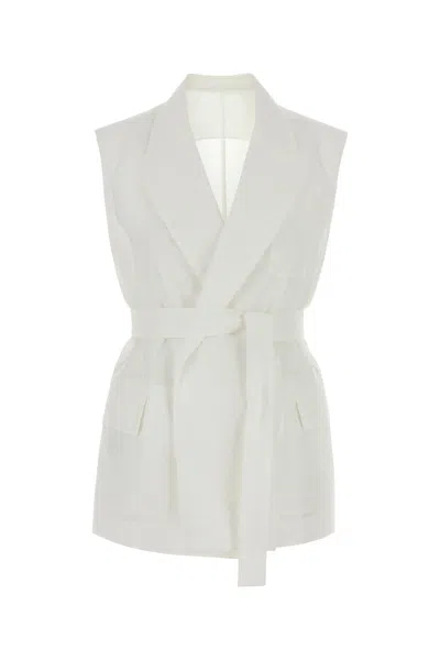 Brunello Cucinelli Gilet In Misto Cotone Bianco  Donna In Gray