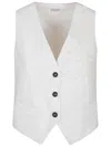 Brunello Cucinelli Embroidered Waistcoat In Naturale
