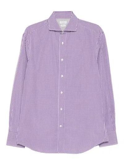Brunello Cucinelli Gingham-check Shirt In Purple