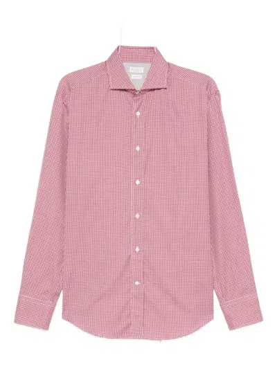 Brunello Cucinelli Gingham Shirt In Pink
