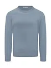 Brunello Cucinelli Classic Crew-neck Sweater With Ribbed Cuffs In Blue