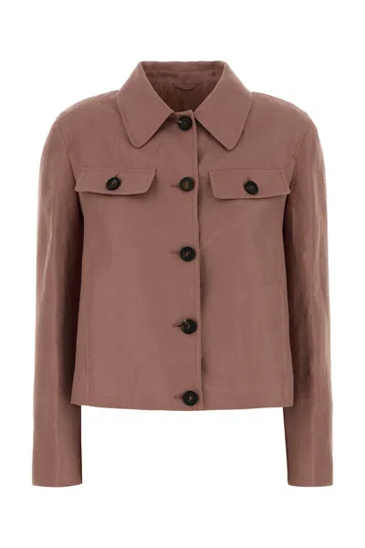 Brunello Cucinelli Giubbino In Lino Rosa Antico Donna In Multi