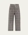 Brunello Cucinelli Sequin-embellished Check-pattern Trousers In Gray