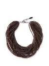 Brunello Cucinelli Glass And Silver Necklace In Brown