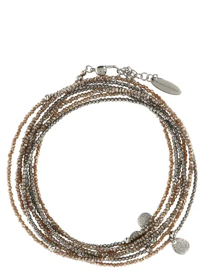 Brunello Cucinelli Glass Beads Bracelet In Brown