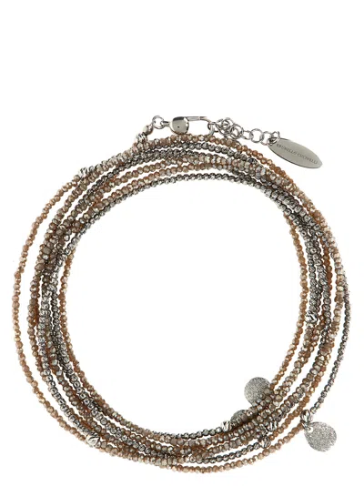 Brunello Cucinelli Glass Beads Bracelet Jewelry Brown In Gold