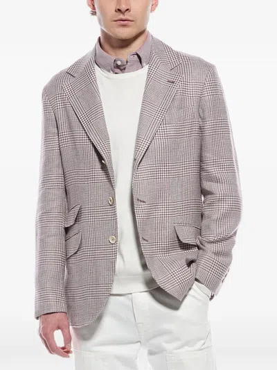 Brunello Cucinelli Glen Plaid Blazer In Neutral
