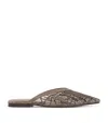 Brunello Cucinelli Glistening Abstract Embroidery Suede Sabots Women In Brown