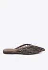 Brunello Cucinelli Glistening Abstract Embroidery Suede Sabots Women In Brown