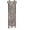 Brunello Cucinelli Glistening Embroidery Dress In Light Grey