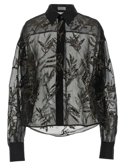 BRUNELLO CUCINELLI BRUNELLO CUCINELLI 'GLISTENING FLORA EMBROIDERY' SHIRT