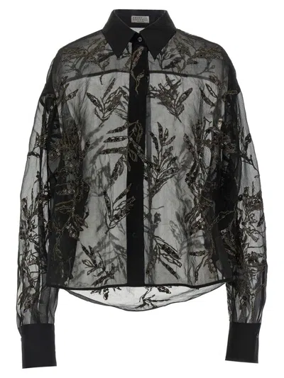 Brunello Cucinelli 'glistening Flora Embroidery' Shirt